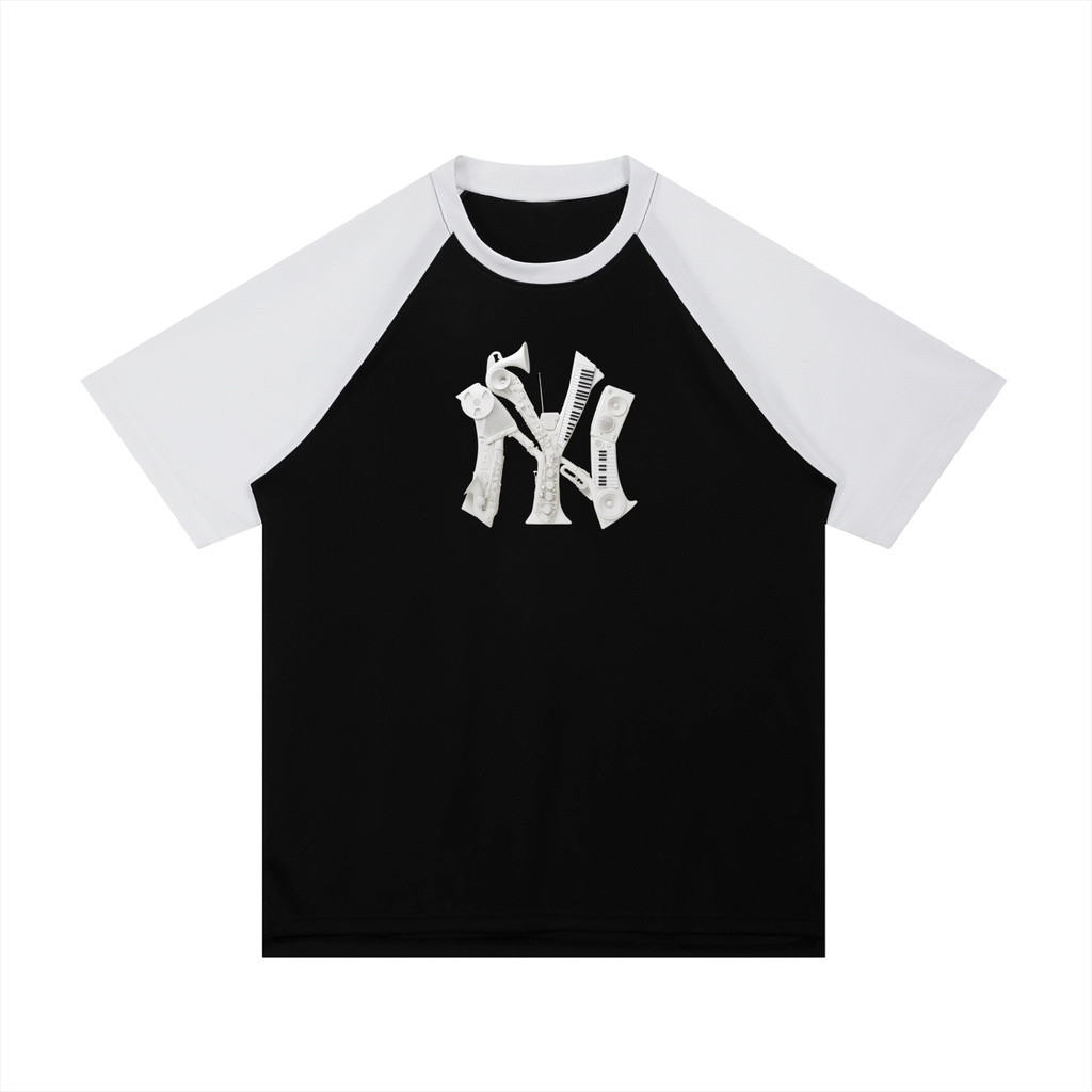 Contrast Raglan Sleeve Mesh T-Shirt