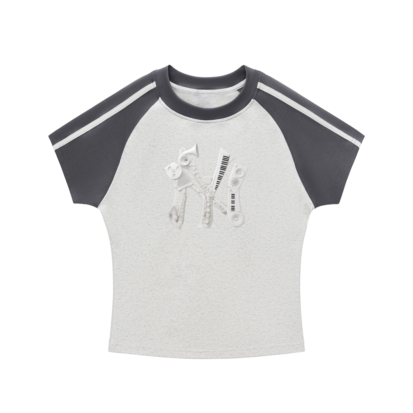 Contrast Stripes Bodycon Raglan  Sleeve T-Shirt