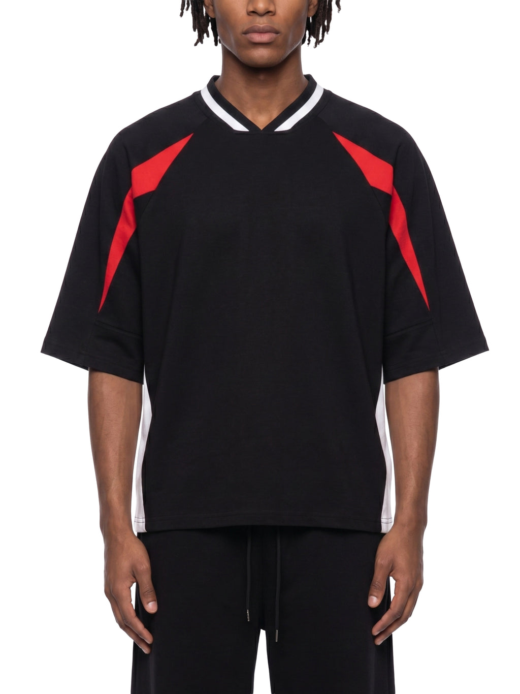 Unisex Oversized Color Block V-Neck T-Shirt